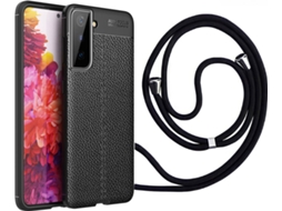 Capa Samsung S21 Plus Rugged Leather com Fita Preto