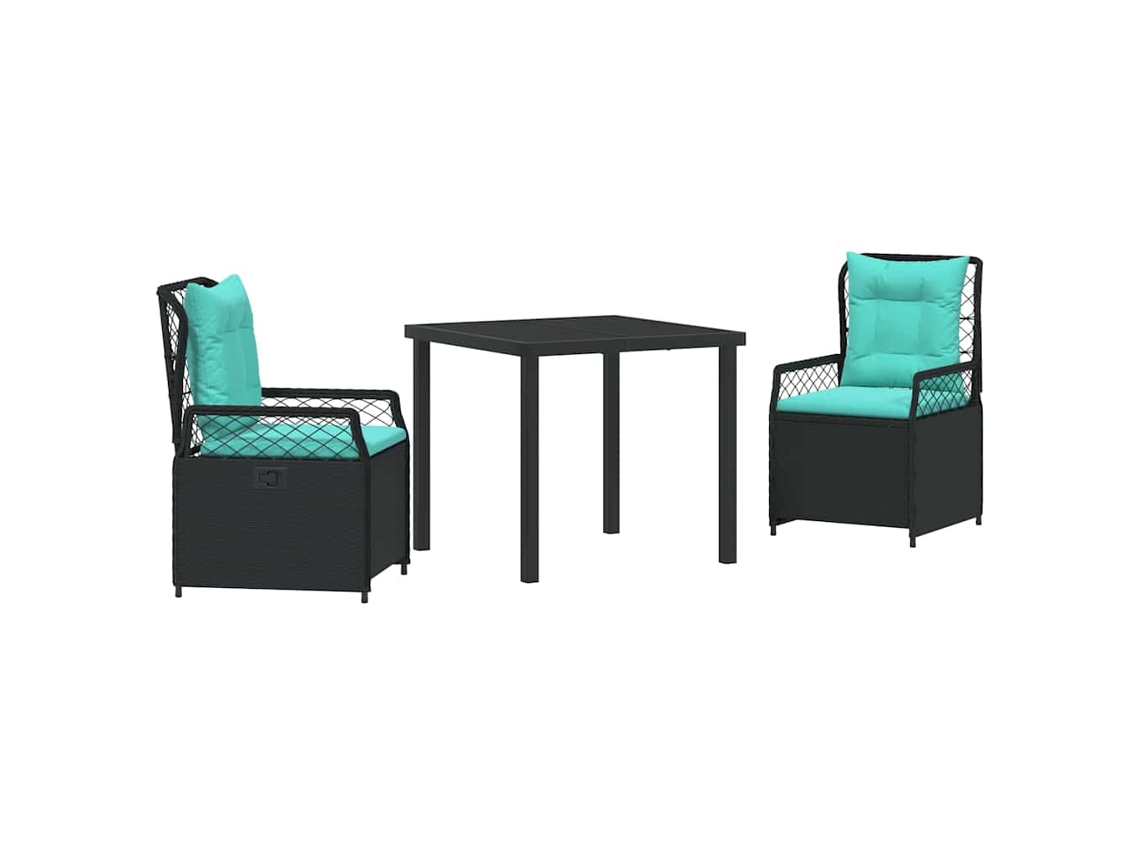 Conjunto 3 De Jantar De Jardim Vidaxl Em Rattan Preto