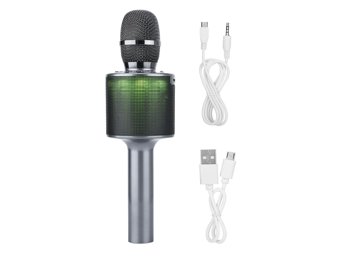Micrófono Karaoke Bluetooth Inalámbrico Com Alto-falante Ktv 4h Cinza