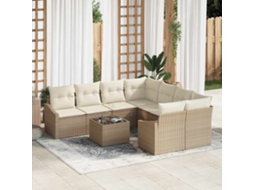 Vidaxl Conjunto De Sofás 9 Unid. Bege E Creme Vime Pe