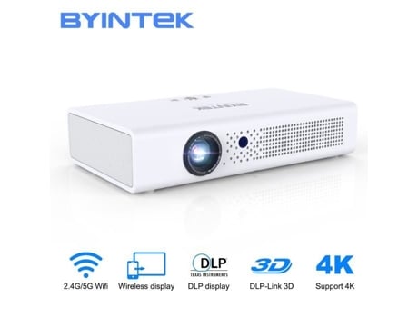 Byintek R19 Home Theater 3d 4k Hd Wifi Dlp Projetor, Bluetooth, 700 Lumens, 1280 X 800, 30 300 Polegadas Homgeek