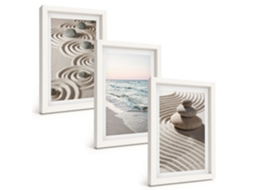 Conjunto De Pinturas Ondas, Areia, Água, Pedras, Praia Moldura Branca Quadros Para A Sala De Estar Espelharte (3 Peças 20x30 Cm)