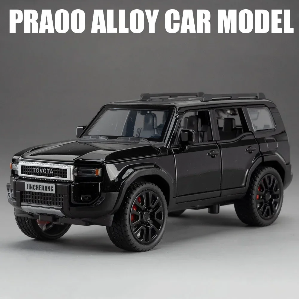 (prado Preto) Miniatura De Carro Em Escala 1:32 - Liga Metálica Fundida - Portas Que Abrem - Com Luzes E Efeitos Sonoros