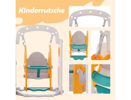 Tobogã 7 Em 1 Cub Kids Verde E Amarelo Pehd Para Crianças A Partir De 3 Anos Exterior