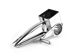 Conjunto De 3 Raladores Queijo Rotativos Multifuncionais Com 1 Tambor Manual Em Aço Inox Para Parmesão, Mussarela, Legumes E Aquaforge