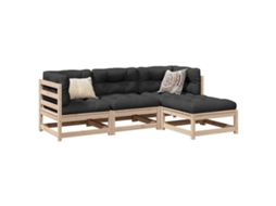 Conjunto de 4 Peças de Sofás de Jardim Madeira De Pinho Maciça Dkd Home Decor