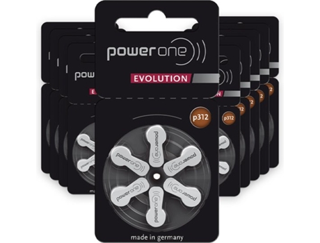 POWER ONE Evolution P312 Baterias para Aparelhos Auditivos com Adesivo Marrom