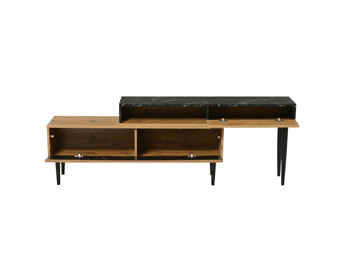 Suporte De Tv Moderno Com Design Em Mármore E Madeira,estrutura De Ferro,cor Escura,decoração Para Casa,durável E Compacto