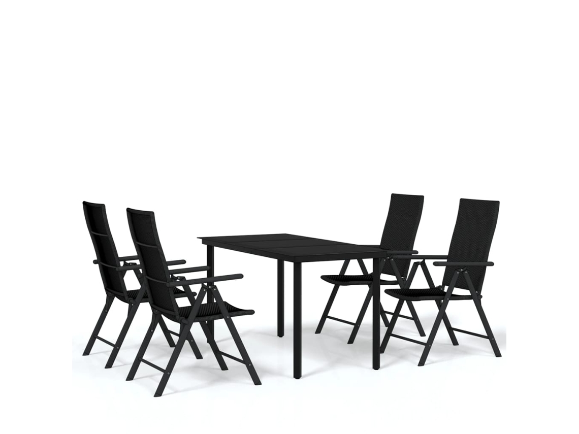 Maison Exclusive - 5 Pcs Conjunto De Jantar Para Jardim Preto