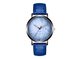 Relógio de pulso masculino esportivo e casual, analógico, de quartzo, com pulseira de couro azul royal.