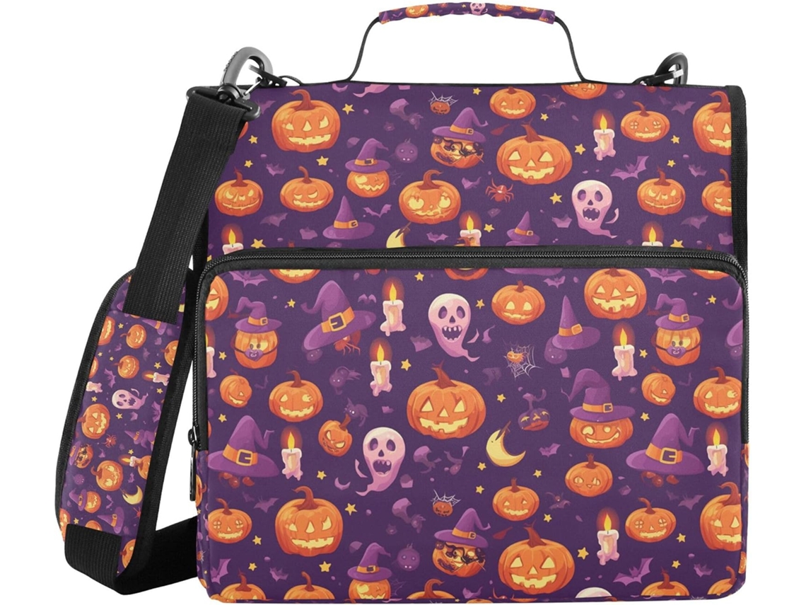 Pasta Organizadora De Halloween Com Estampa Abóbora E Bruxa, Alça De Ombro E Mão, Impermeável, 3, 8cm 1, 5 Polegadas