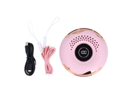 Ventilador portátil de pescoço ATS com clipe de cinto e chaveiro, recarregável, sem lâminas, LED rosa.