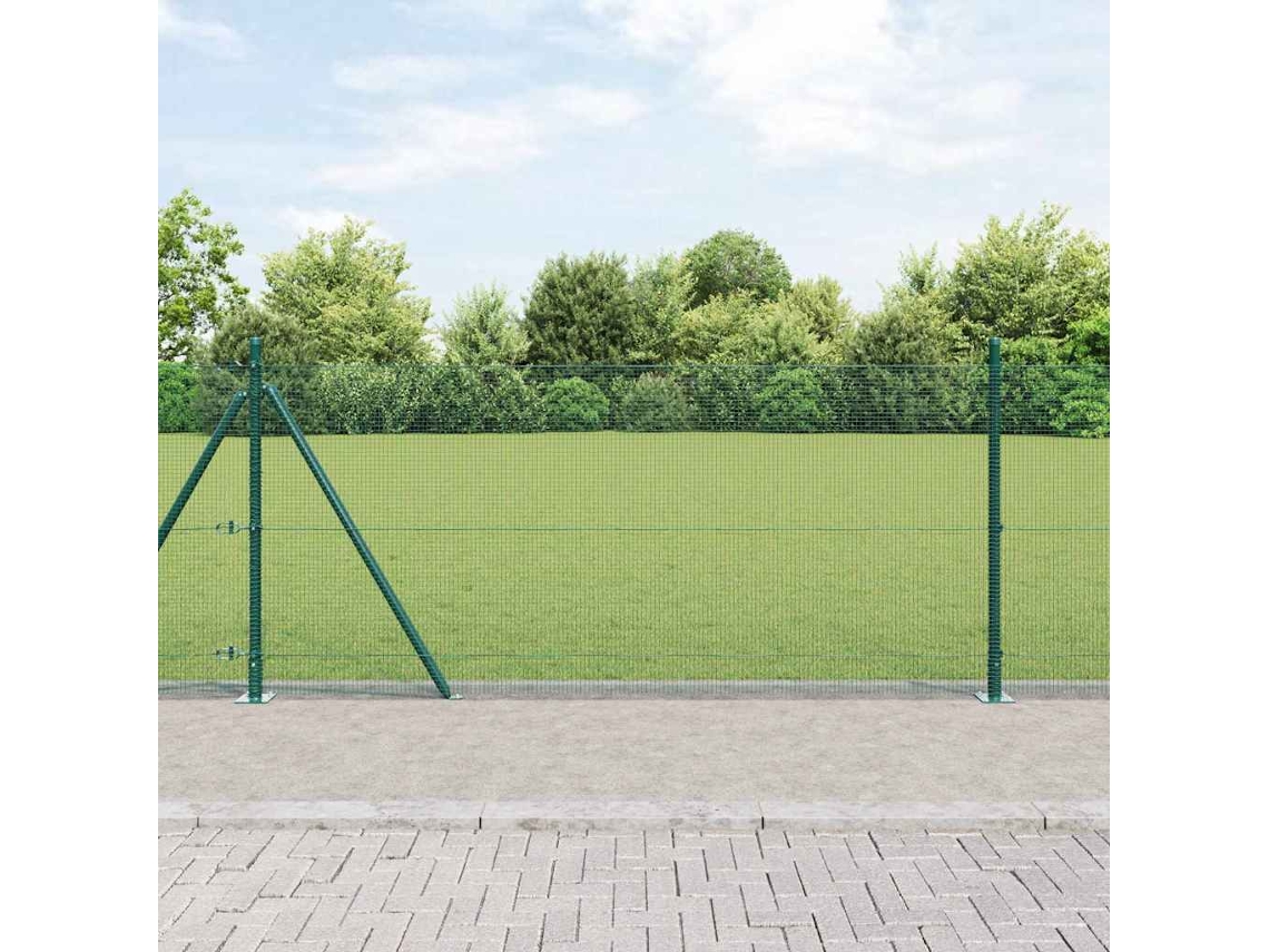 Vidaxl Cerca De Arame Soldado Com Base De Concreto 10 X 1 M Verde