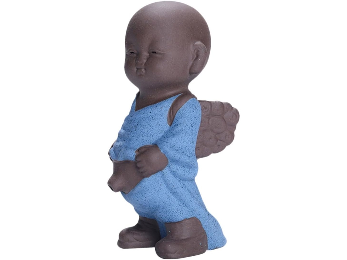 Pequeno Monge Ornamental Argila Cerimônia Acessório Divertido Decoração Meditativa Escultura Feita Aleatória GOKOCO