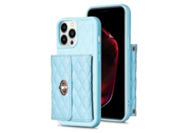 Capa De Couro Com Fivela De Metal Horizontal E Formato De Losango Para Iphone 13 Pro Max
