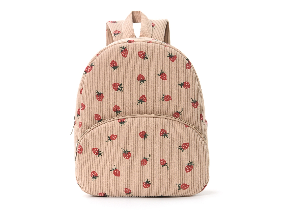 Mochila Grande para Estudantes com Estampa de Desenho Animado morango Cáqui YUNZII
