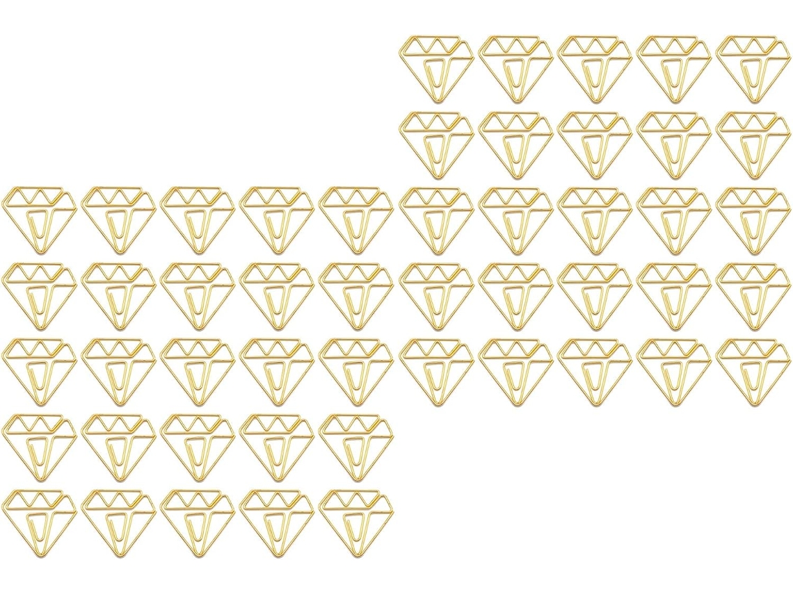 Clips De Papel Em Formato Diamante, Conjunto De 50 Clipes Decorativos, Acessórios Organizadores Cadernos, Pastas