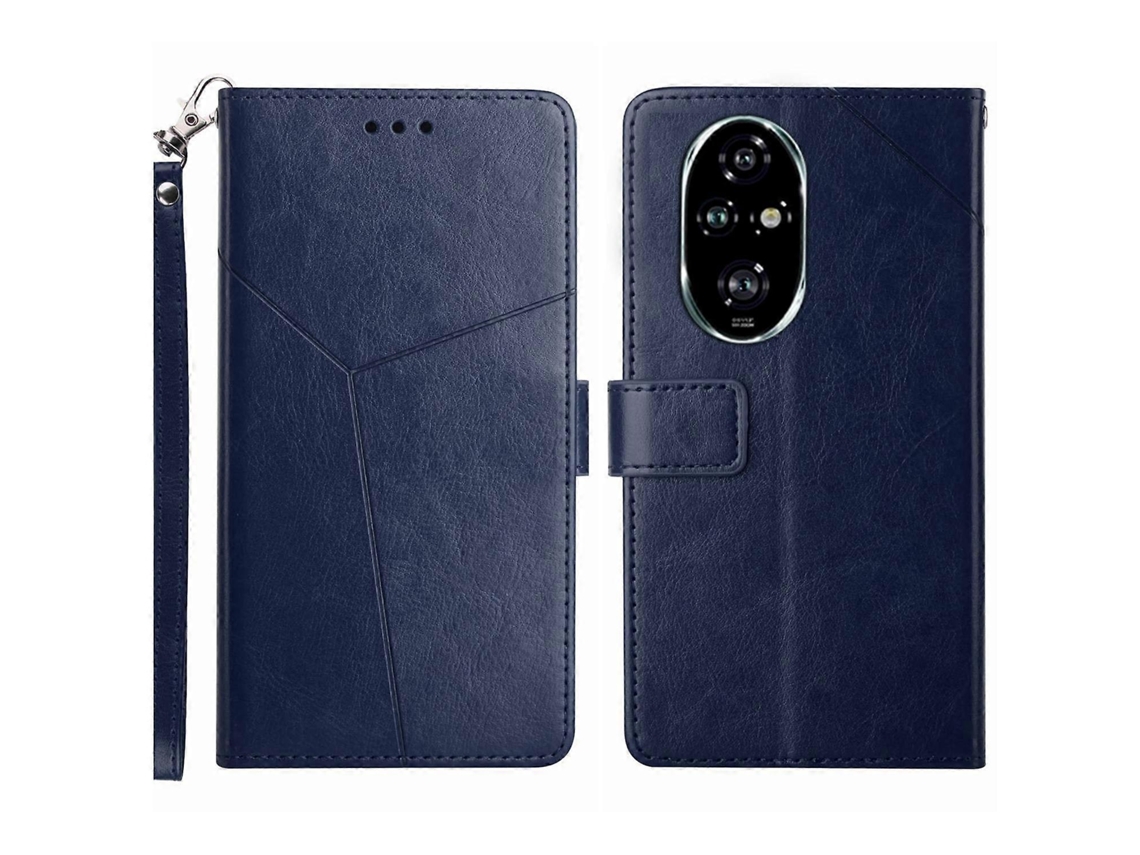 Capa De Couro Flip Para Honor 200 5g Com Linhas Em Y