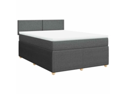 Cama com Molas e Colchão Tecido Cinzento Escuro MAISON EXCLUSIVE (140x190 cm)