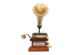 Tocada Gramófono Miniatura Antiguo 1/12 Para Casa De Muñecas Con Disco Mueble Miniatura Retro
