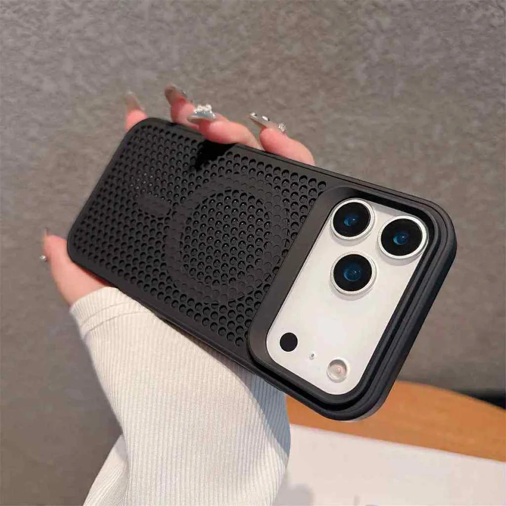 Capa Térmica Honeycomb Para Iphone (preta, Iphone 13 Pro Max), Capa Protetora Magnética Magsafe.