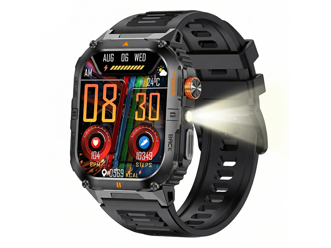 Smartwatch Yk12 2.0 Ips Com Bateria De Longa Duração De 1000mah Chamada Bluetooth E Rastreador De Atividades Físicas Preto