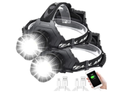 Farol Recarregável Led Super Bright BISBISOUS T70-70 20000 Lumens Clipes Capacete 5 Modos Preto VIGA EUROPE