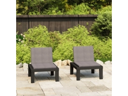 Vidaxl Cadeiras De Jardim Com Almofadões 2 Pcs Plástico Cinzento