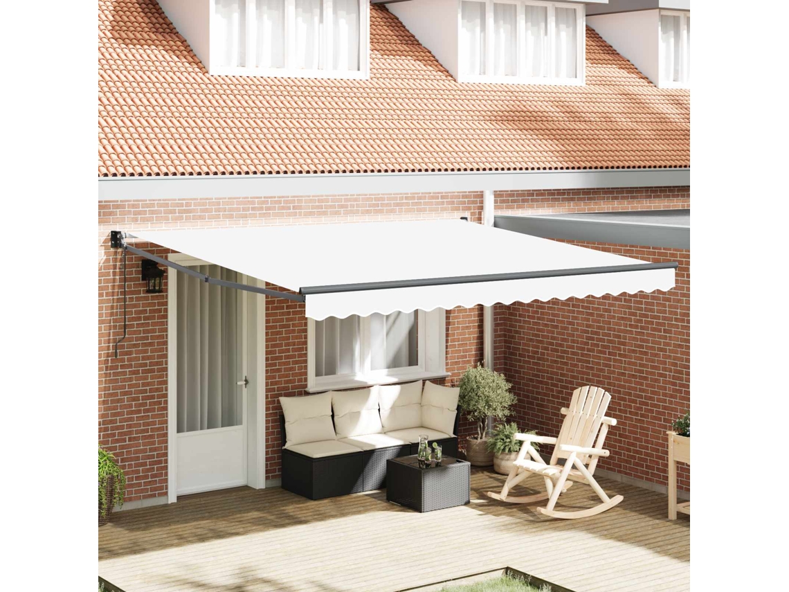 Vidaxl Toldo Retrátil Branco 400 × 300 Cm Poliéster E Metal