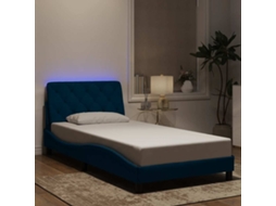 Vidaxl Estrutura de Cama com Led Sem Colchão 100x200 Cm Veludo Azul