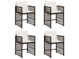 Maison Exclusive - Cadeiras De Jardim Com Almofadões 4 Pcs Vime Pe Castanho