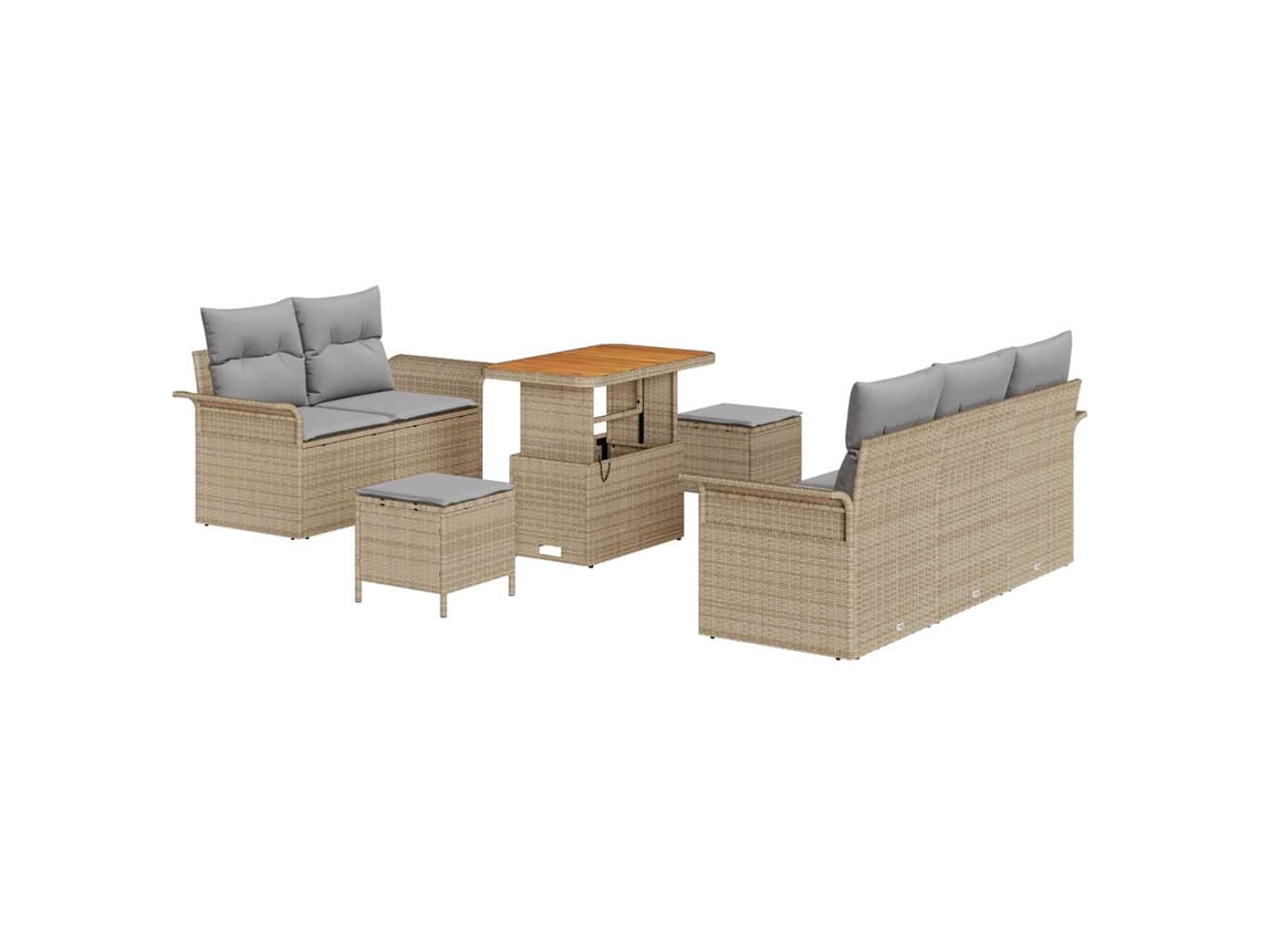 Maison Exclusive - Conjunto De Sofá De Jardim 8 Pcs Bege E Cinza Claro