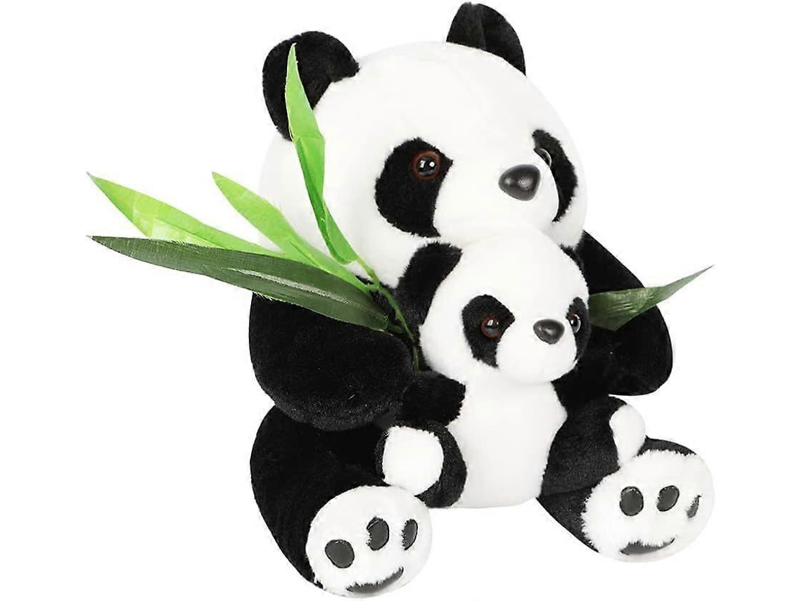 Pelúcia Panda Mãe E Filho 10 Polegadas, Pelúcia Curta Macia Com Folhas De Bambu, Enchimento De Algodão Pp, Presente Para Amantes De Panda Sem Marca