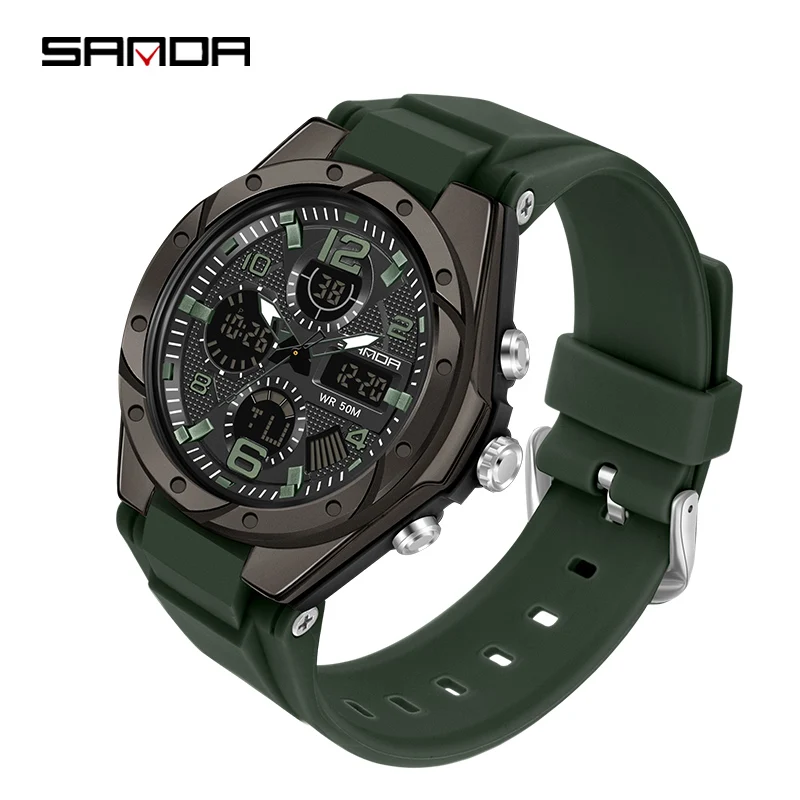 Relógio Esportivo Digital Led Feminino de Luxo , Relógio de Pulso Casual e Elegante. MDUG (verde Militar)