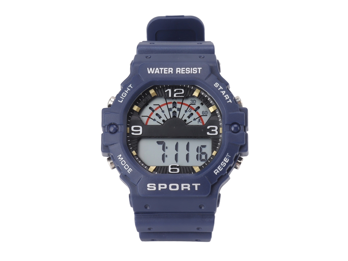 Relógio Digital Masculino Esportivo Cronógrafo Pulseira De Borracha À Prova D'água Wr50m Azul Classic Vintage