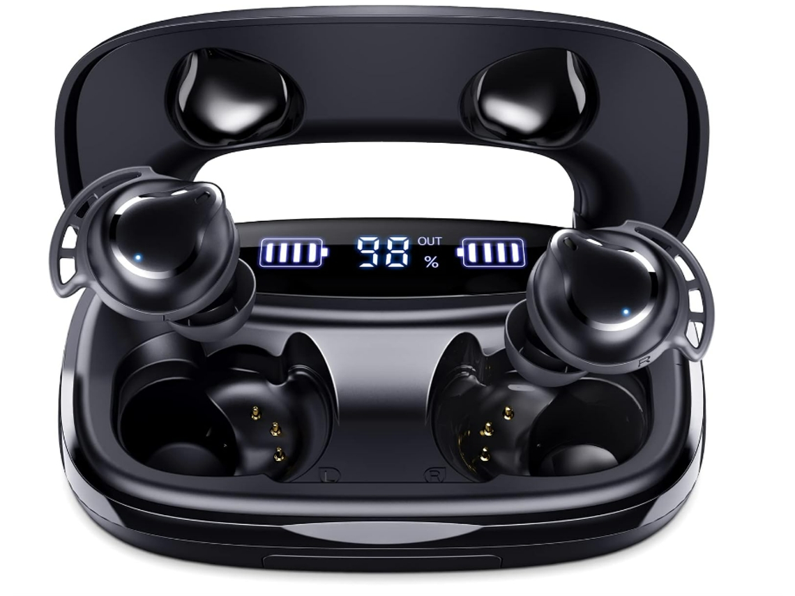Fones Sem Fio Bluetooth Chronus 180h Playtime Deep Bass C/ Cancelamento Ruído Ipx8 P/ Esporte/trabalho Preto JIAPEI
