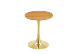 Mesa lateral redonda, 60 cm, MDF, acabamento em veios de madeira natural, PAPRIKA