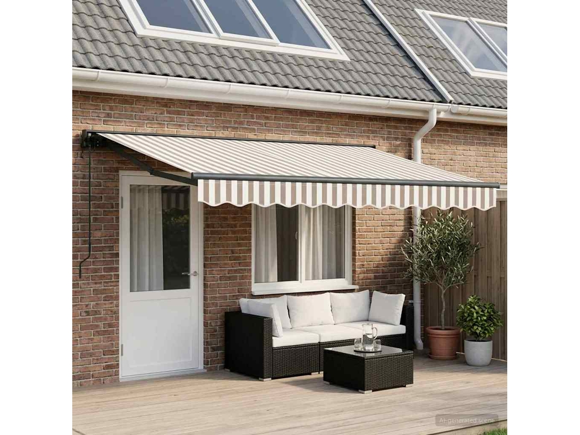 Vidaxl Toldo Retrátil Cinza Claro E Branco 4 × 3 M