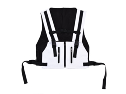 Colete refletivo impermeável ATS com bolsa com zíper para trekking, corrida e ciclismo, alta visibilidade, branco.