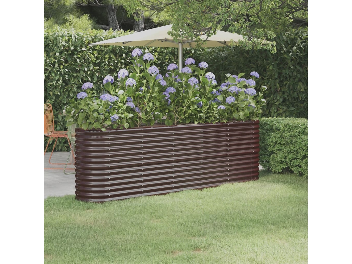 Canteiro Elevado Jardim 224x40x68cm Aã§o Revestido A Pã³ Castanho Dkd Home Decor