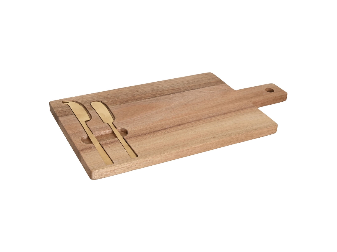 Tábua de corte HOME ESPRIT Aço inoxidável Acácia 38 x 20 x 1,5 cm (3 Peças)