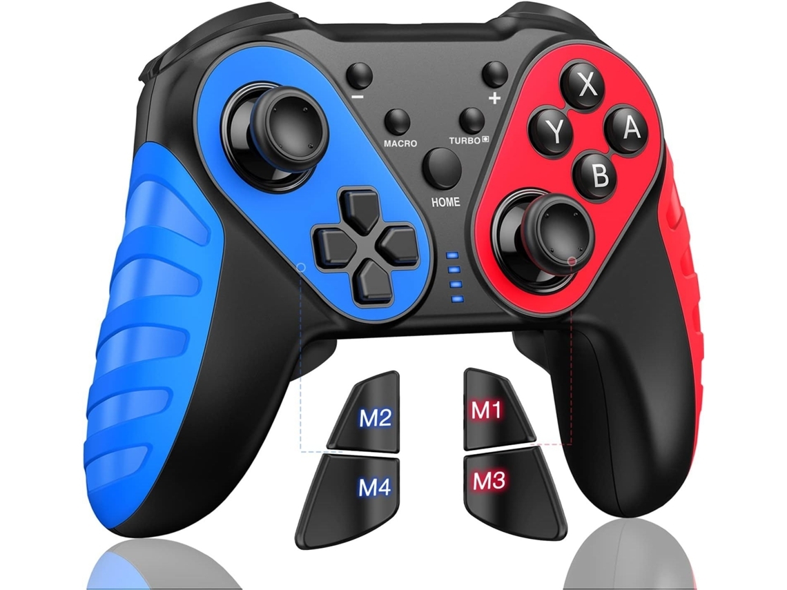 Controlador Ps4 com Interruptor Led Pro com 4 Teclas Programáveis ​​Controladores de Interruptor Sem Fio de Vibração para Android/Ios Azul- YIZHOOD