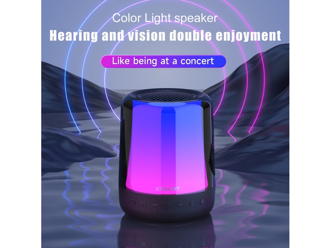 Altifalante Bt Sem Fio Bateria Longa Luzes Coloridas Som 360°