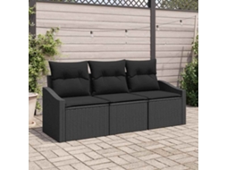 Vidaxl Conjunto De Sofás 3 Unid. Preto Vime Pe