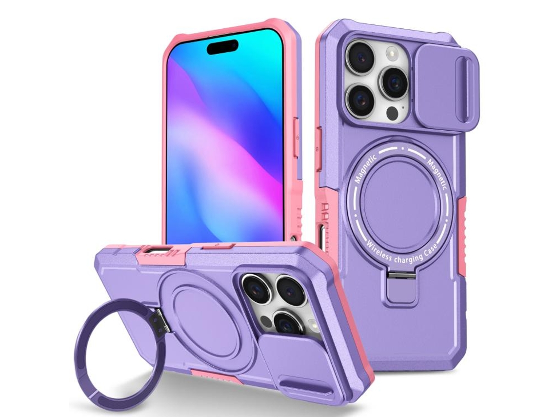 Capa Zruxe Compativel Com Iphone 16 Pro (sliding Camshield - Magsafe - Tpu - Pc - Rosa - Roxo)