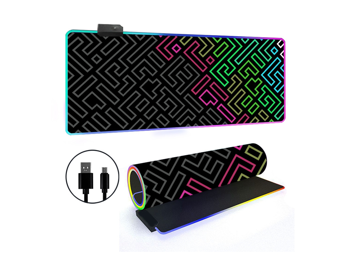 Mousepad Tapete De Mesa Retroiluminado Rgb Com Linhas Simples Brilvibera (estilo 2, 3007003mm)