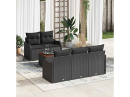 Vidaxl Conjunto De Sofá De Jardim 6 Unid. 5-número De Lugares Preto