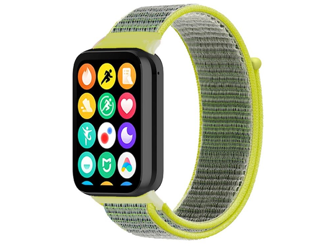 Bracelete para Redmi Watch 6 / 5 / 4 em nylon com velcro amarelo brilhante