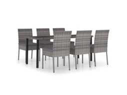 Maison Exclusive - 7 Pcs Conjunto De Jantar Para Jardim Vime Pe Cinzento