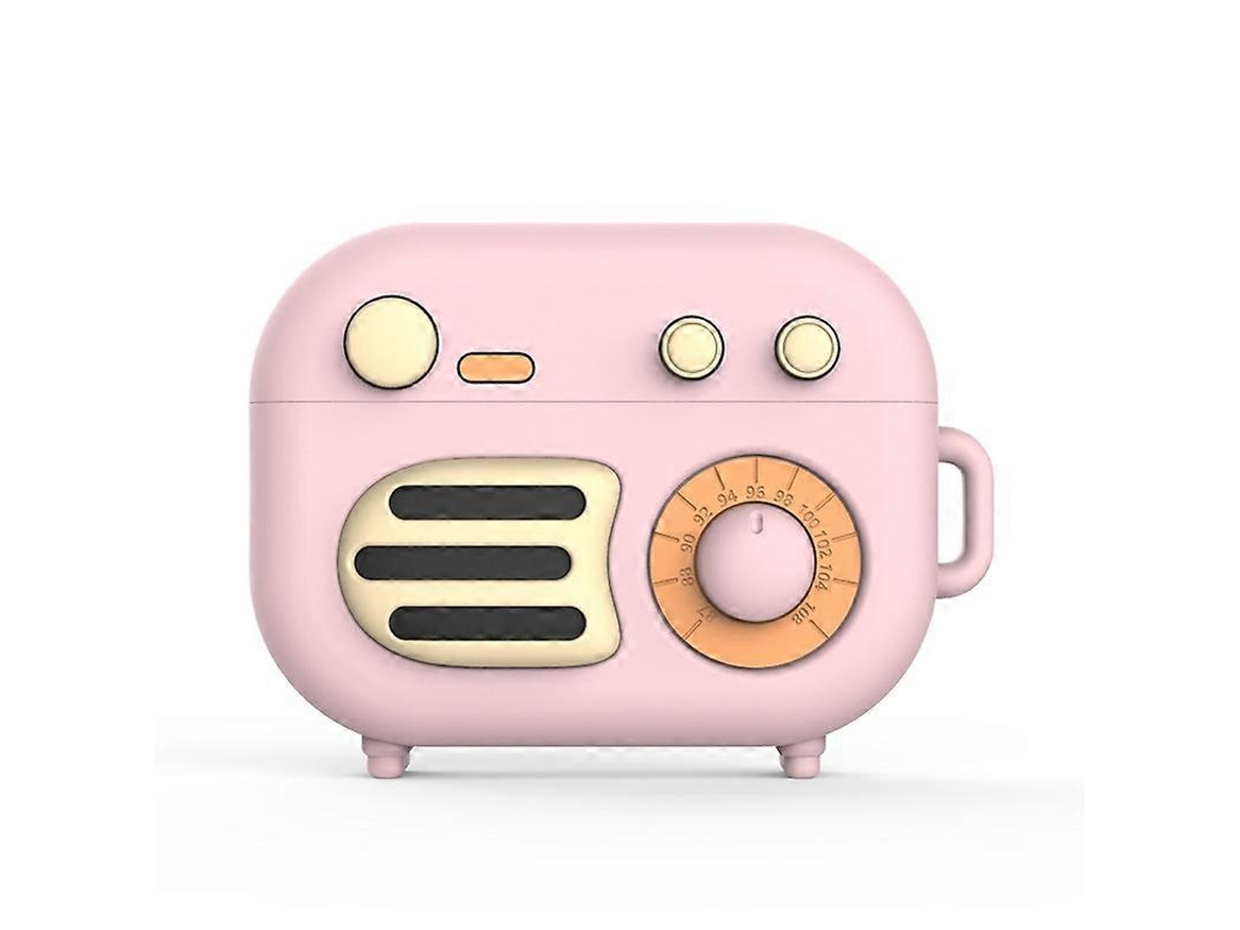 2 Camadas Protetoras de Silicone em Formato de Rádio Retrô para AirPods Pro, Cor: Rosa GIECY